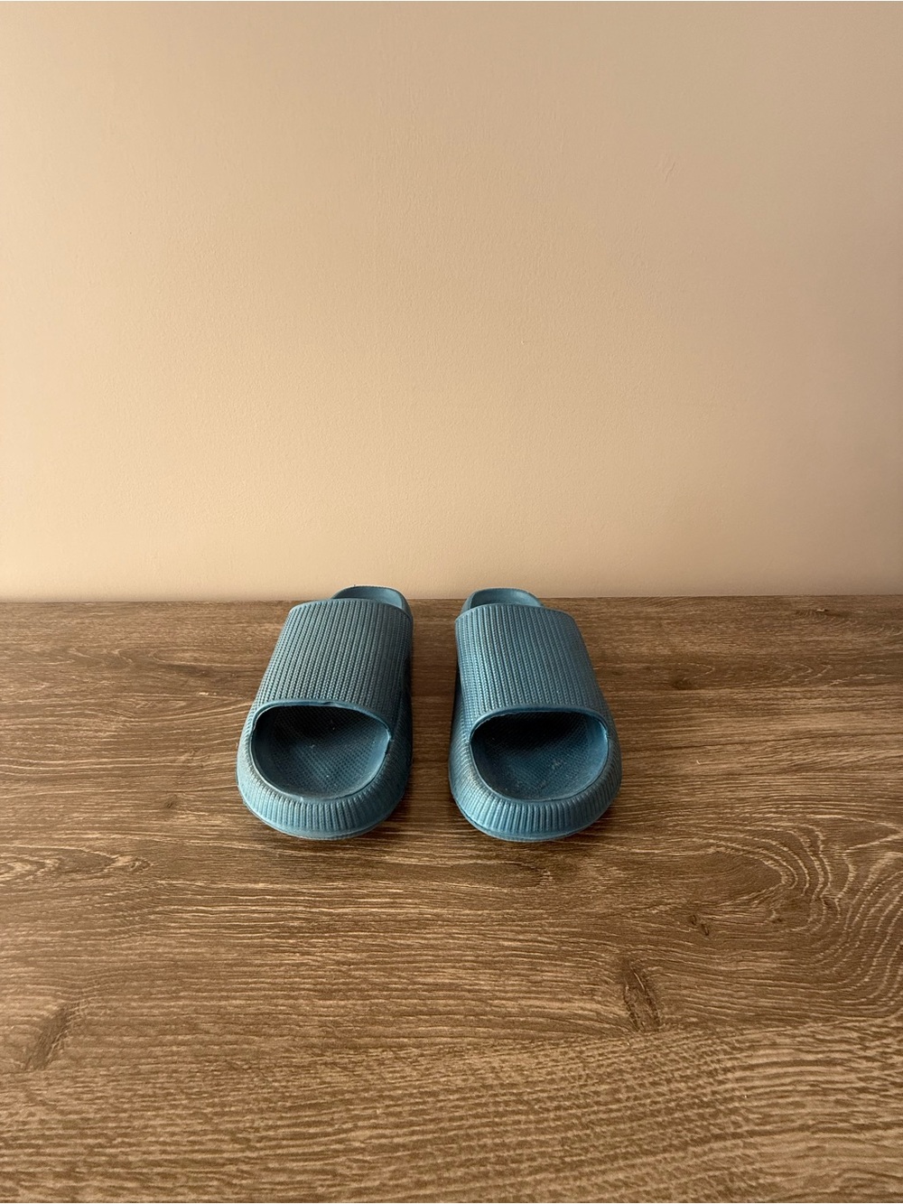 Blue Ribbed Slide Sandals - Picture 5 of 5